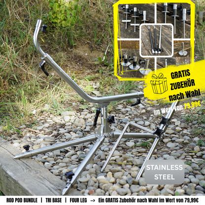 ANGEBOT FREE MOUNT Edelstahl - V1 Rod Pod Tri-Base Bundle Standard