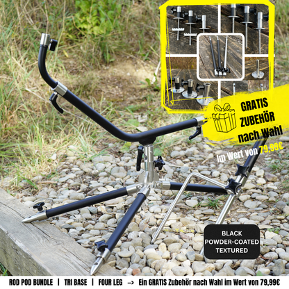ANGEBOT FREE MOUNT Black Powder-Coated - V1 Rod Pod Tri-Base Bundle Standard