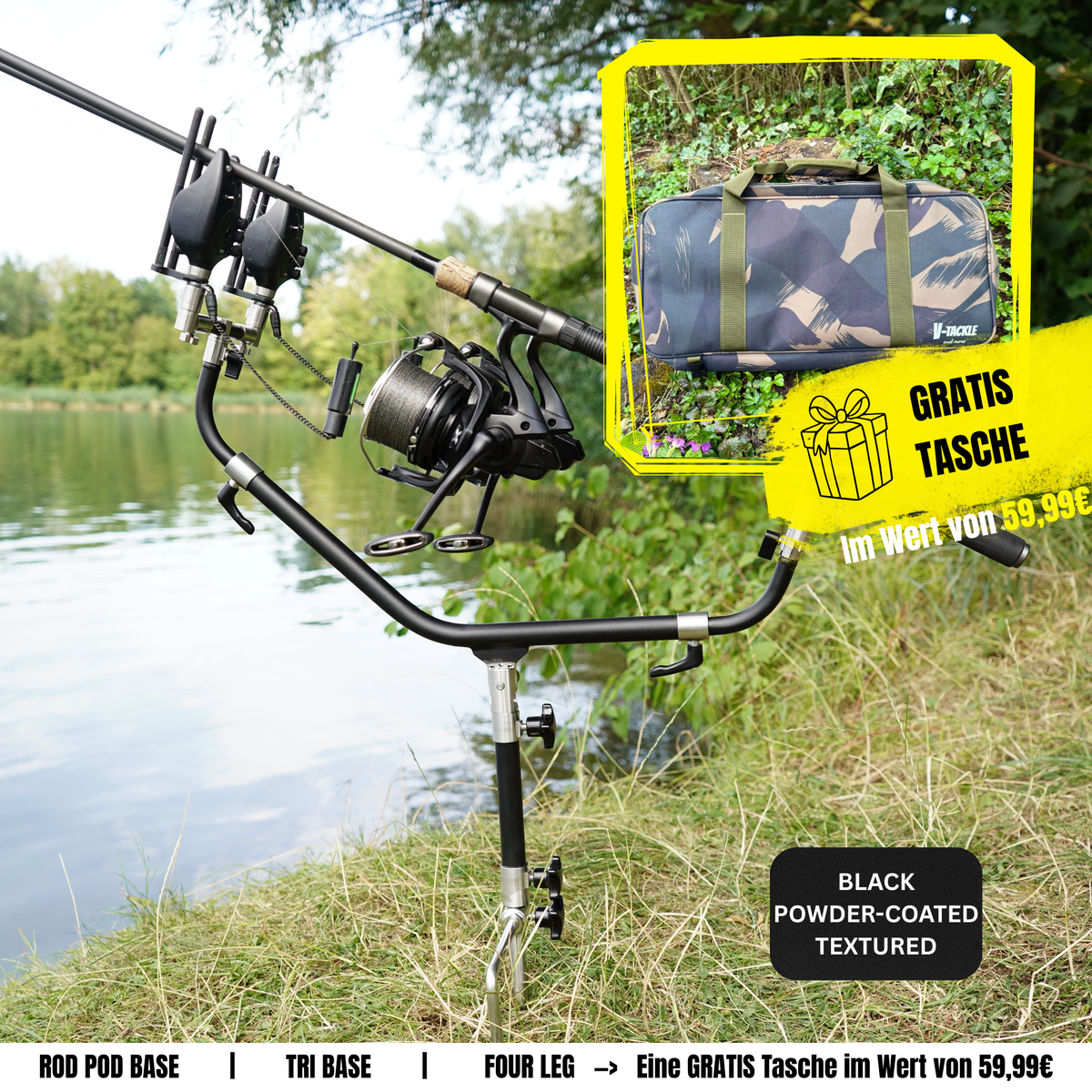 Angebot FREE BAG - Black Powder-Coating - V1 Rod Pod Tri-Base