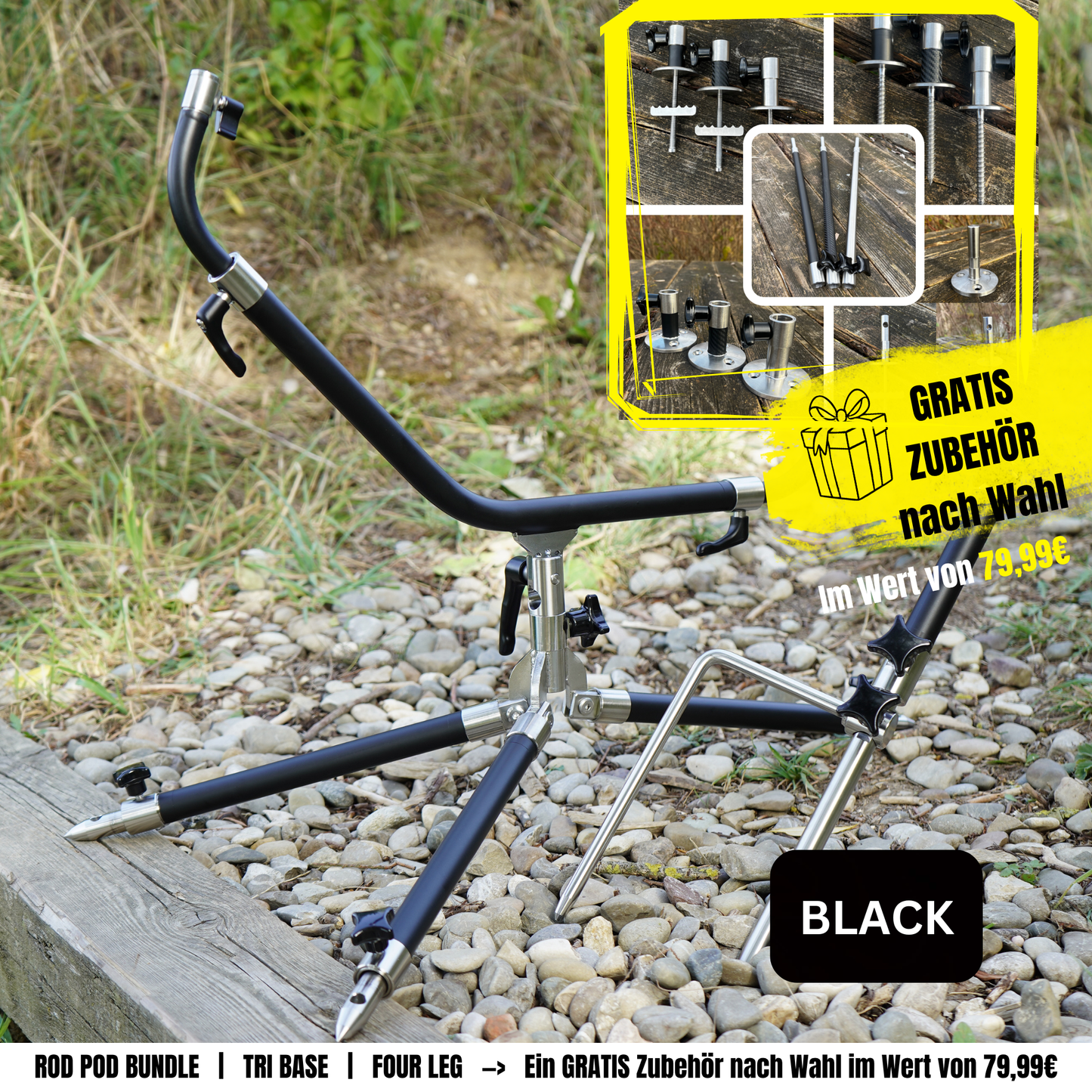 ANGEBOT FREE MOUNT Black - V1 Rod Pod Tri-Base Bundle Standard