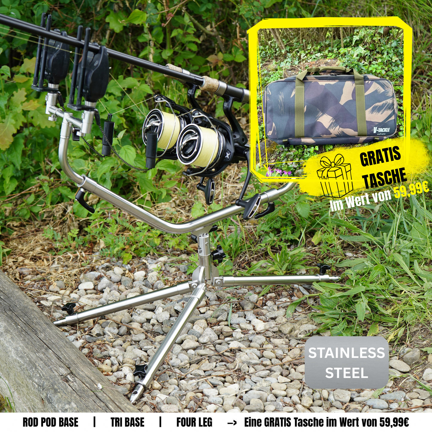 Angebot FREE BAG - Edelstahl - V1 Rod Pod Tri-Base